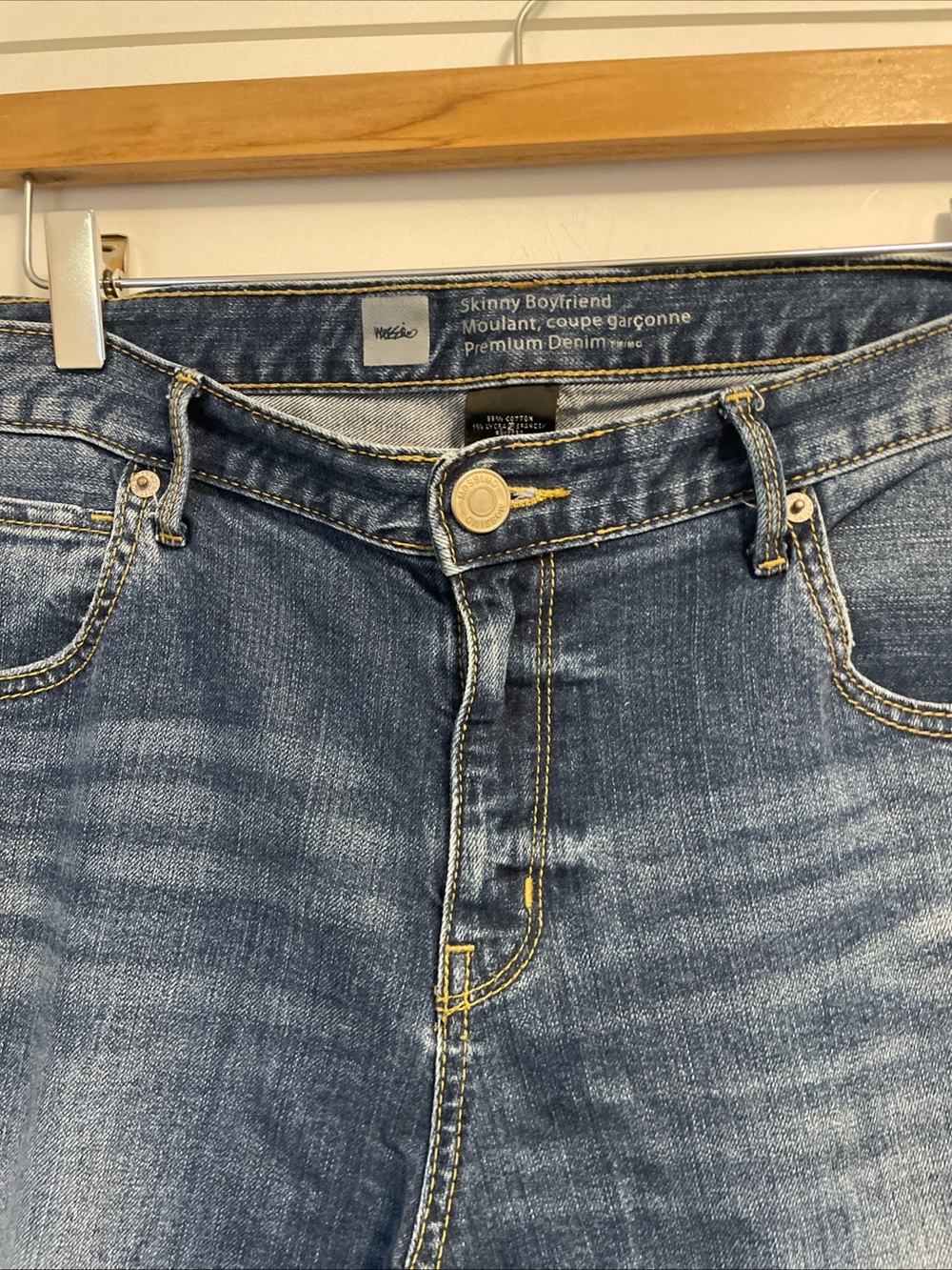 Skinny Boyfriend Jeans in Medium Blue Denim